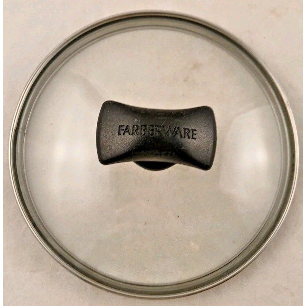 Farberware 6" Glass Pot Lid Replacement 5.5" Inner Rim Black Knob Cookware